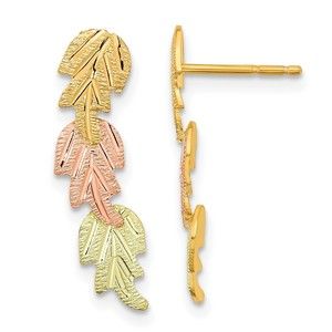 10k Tri-Color Black Hills Gold Post Earrings